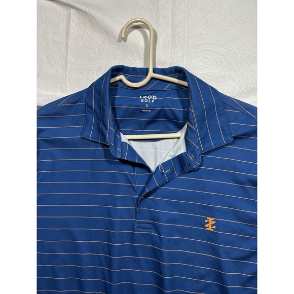 Izod Other - IZOD Golf Men's L Blue Striped Short Sleeve Breathable Polyester Polo Shirt